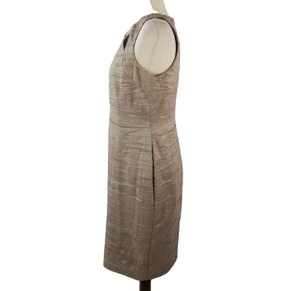 Eliza J Taupe Beige Jeweled Cutout Textured Lined Rear Zip BodyCon Dress Size 6 - Picture 2 of 6